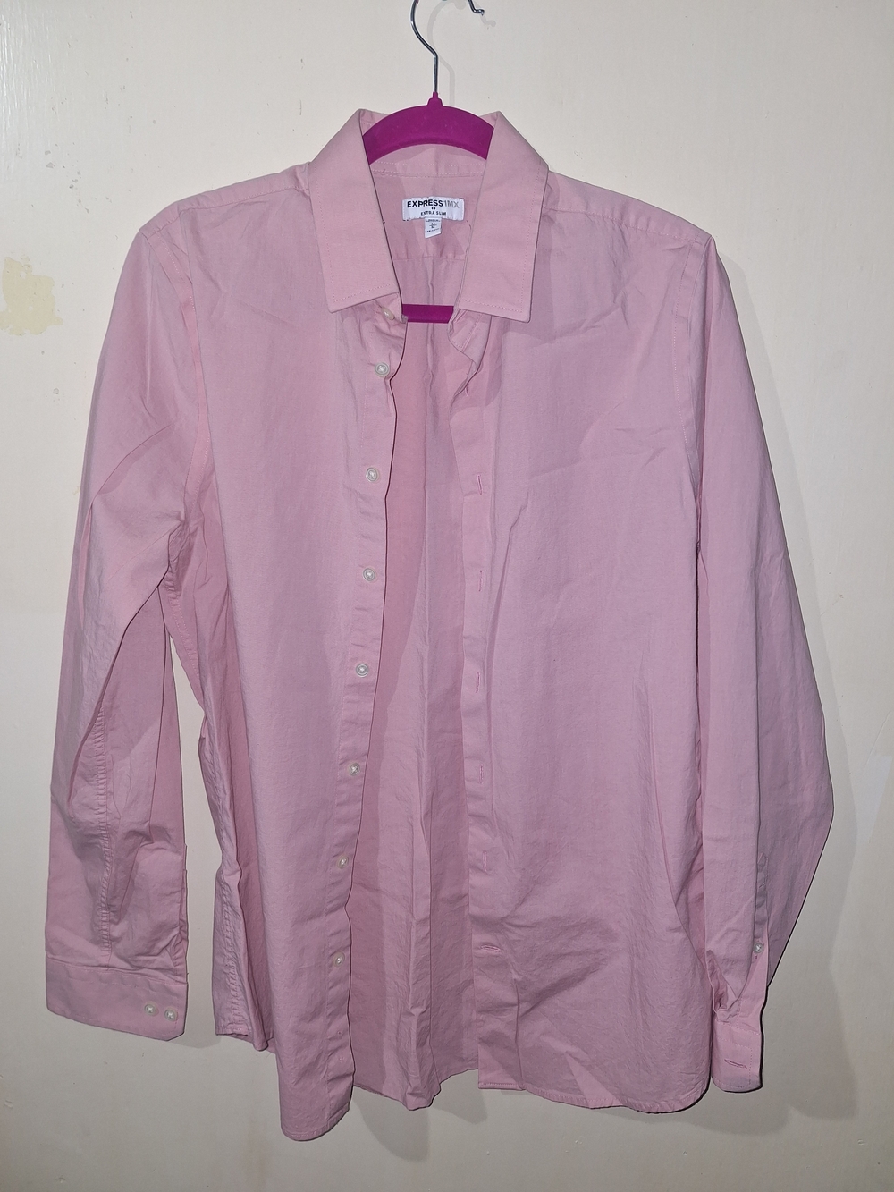 Express Men’s 1MX Pink Long-Sleeve Dress Shirt